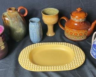 Red Wing Pottery Platter And Assorted Pottery Pieces