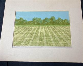 Summer Field Woodcut Print By Charles Beck