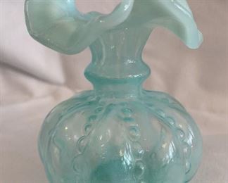 Vintage Fenton Opalescent Melon Beaded Vase