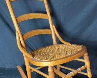 Vintage Ladder Back Chair With Cane Seat