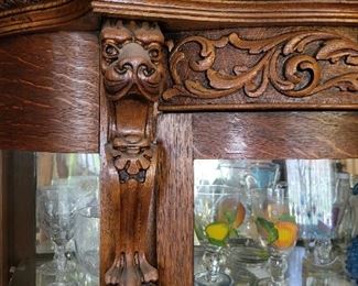 Lion head china cabinet 
