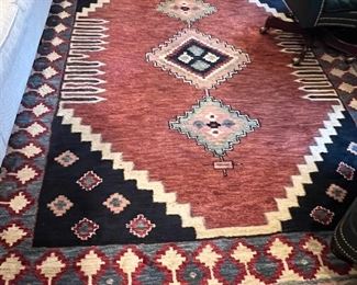 Large Knotted wool area rug