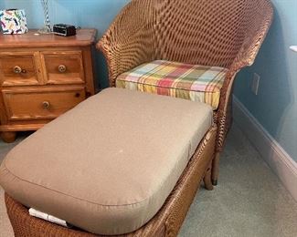 Lloyd Flanders wicker chair and ottoman