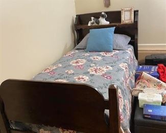 175 year old bed with quilt drawer built in.  Circa 1848