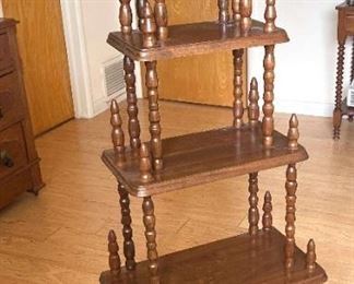 Unique Vintage Walnut 5Tier Spindle Shelf