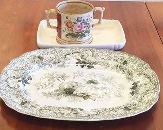 Antique Arabesque Platter And Pot