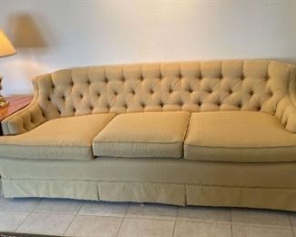 Vintage Golden Tufted Upholstered Sofa