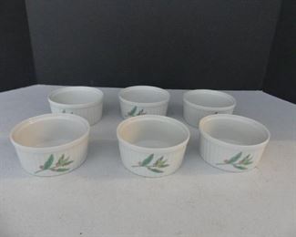 Vintage Set of 6 Shafford "Herbs & Spices" 4" Ramekins - 2 of Each Pattern