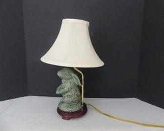 Glenna Jean Green Ceramic Bunny Table Lamp on Wooden Base