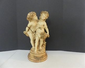Large Marwal Inc. Chalkware Statue of Boy & Girl - 20"