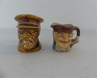 Vintage Lord Nelson Pottery "Fisherman" and Made in Japan Pirate Miniature Toby-Like Mugs