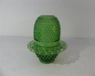 Vintage Fenton Hobnail Green Fairy Lamp
