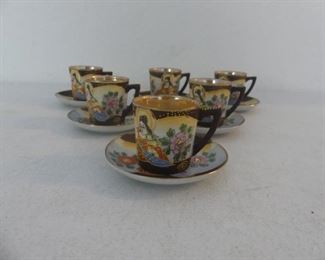 Vintage 6 Moriage Cup & Saucer Sets - Made in Japan