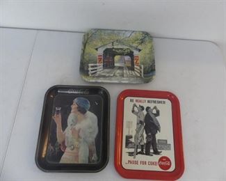 Vintage 1990s 3 Coca Cola Metal Trays