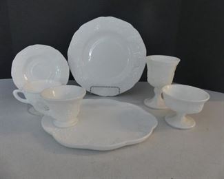 Vintage Colony Milk Glass "Harvest" 7-Piece Place Setting