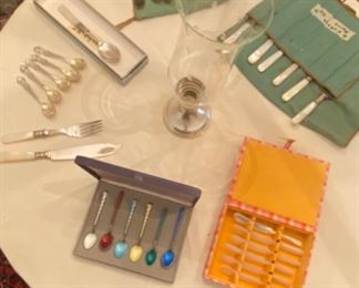 Lovely vintage  flatware - mother of pearl and enameled