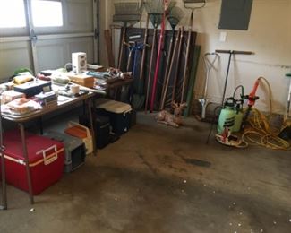 Garage full of garden and hand tools