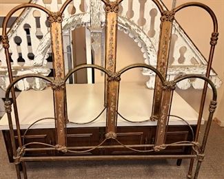 Vintage and antique estate items. Iron rail bed