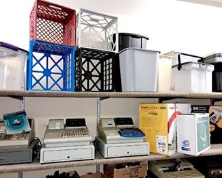 Much business equipment. Cash registers, fax, HP notebook computer (NIB), printers, typewriters