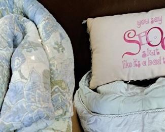 Bedding and pillows