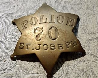 Vintage brass St. Joseph Police badge #70