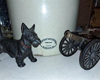 Cast iron dog and cannon