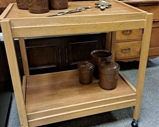 2 Shelf folding wood cart