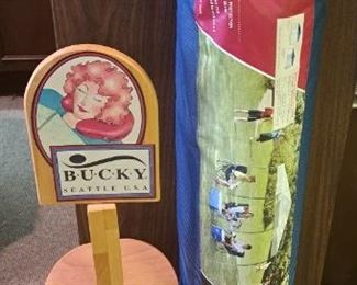 Pop-up tent. "Bucky" displayer