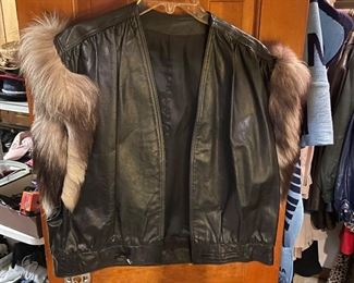 Vintage Fox and Leather Vest
