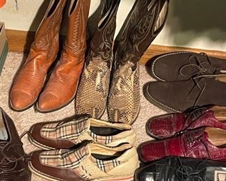 Mens Shoes including Polo, Gucci, and Burberry.  Crocodile cowboy boots