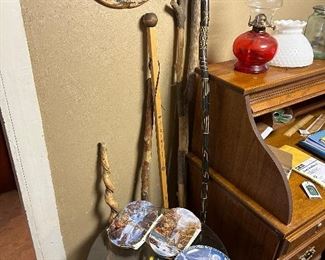 hand-carved walking sticks