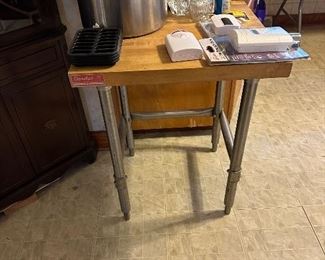 commercial grade stainless-steel butcher-block top table