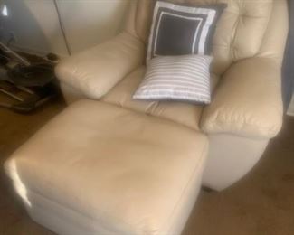 Leather Chair with Ottoman