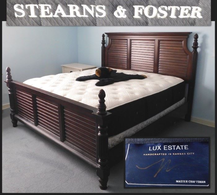 Stearns and Foster Lux Estate Early American King Size bed.