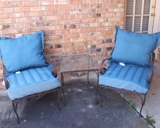 Vintage patio side chairs and table