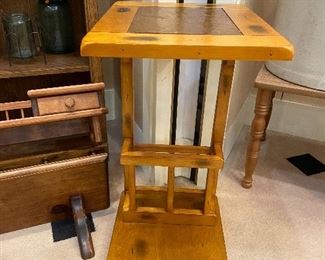 table - holds books and magazine