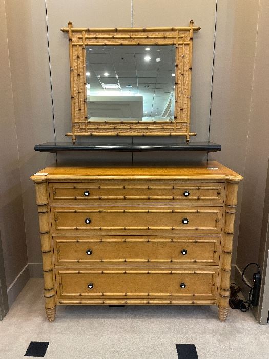 Love this rattan chest and mirror set!
