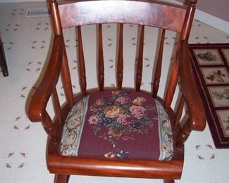 Antique needle point rocking chair