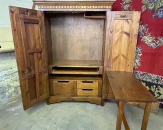 Wardrobe Armoire  Solid Wood with fold out tables both doors