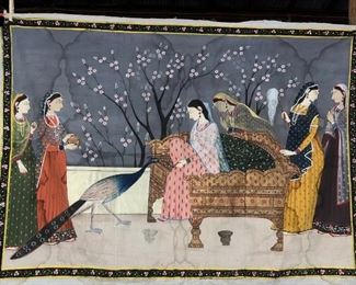 Vintage Circa 1900 Indian Mughal Silk Tapestry
