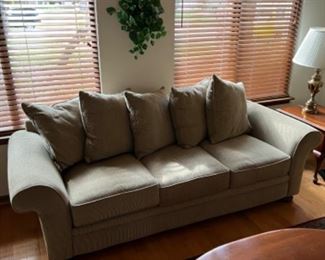 8’ light green couch/sofa available for presale for $225.00
