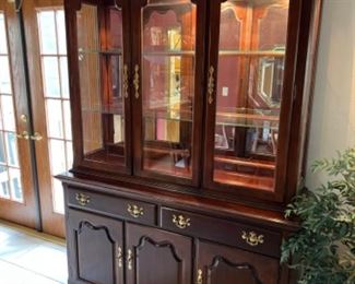 China cabinet display case available for presale for $150.00 measures 50” wide by 80” tall and 15” deep