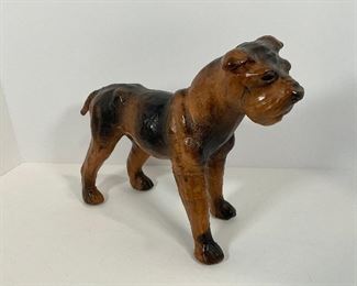 Vintage Leather Wrapped Dog Figure