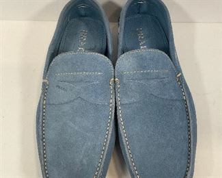 Mens Prada Blue Suede Loafers - Size 9