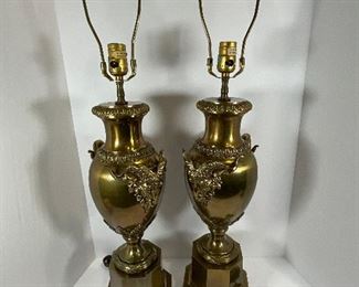 Vintage Chapman Ram Head Brass Table Lamps - 1972