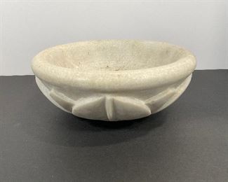 Carved White Marble Lotus Bowl