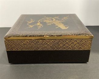 Early 20th Century Japanese Lacquer Box w/ Gold Gilt