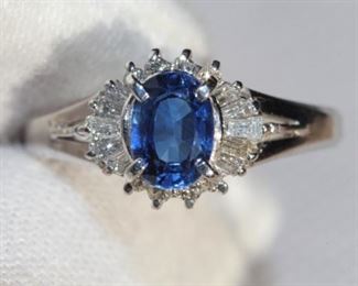 SAPPHIRE RING DIAMOND PLATINUM 1.07CTW BLUE
