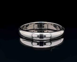 Stamped BENCHMARK Classic Brightly Polished Estate Wedding Band in 14k White Gold