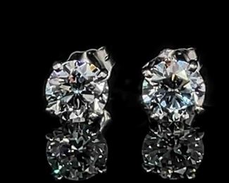 Brand New! 1.40 Carat Diamond Round Solitaire Stud Martini Earrings in 14k White Gold